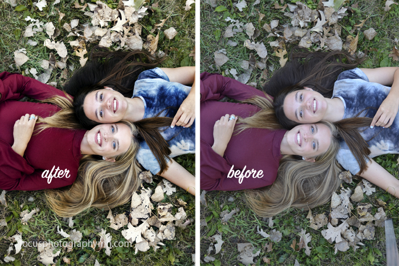 before after senior portraits | Natural Light twins Focus Photography