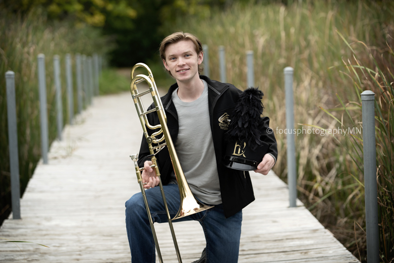Natural Light Boy Marching Band Trombone Portraits | Susan Jamison Photographer